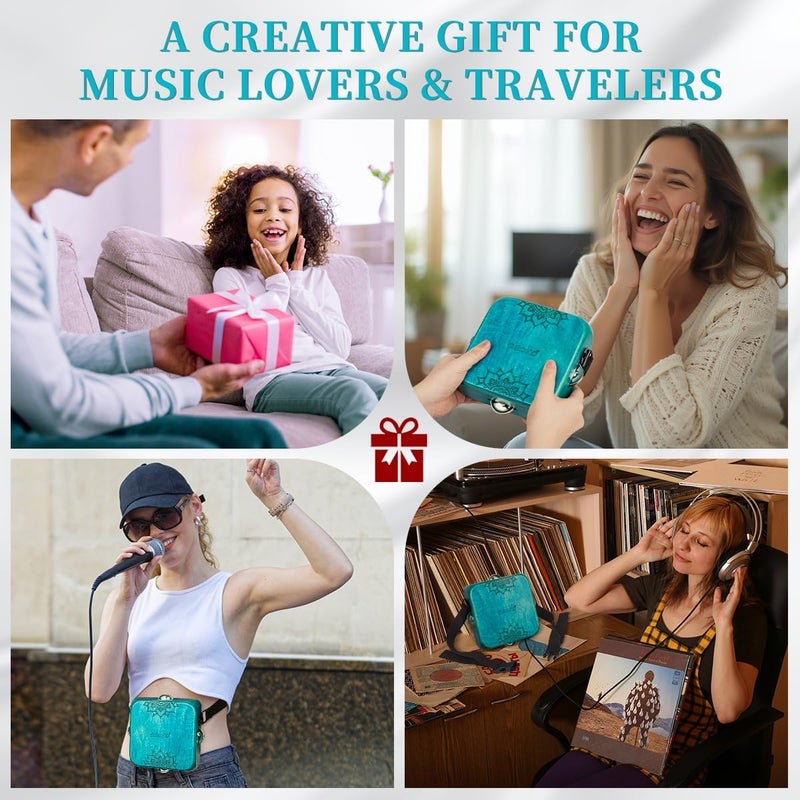 GECKO Tambourine Cajon Drum with Jingles, Wearable Strap, Storage Bag, Handheld Percussion Instrument, Portable Cajon for Rhythm Practice & Live Performance (Blue) - Image 3